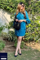 Heena Bharti in The Casablanca Lily Aqua-Bloom Dress