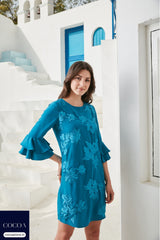 The Casablanca Lily Aqua-Bloom Dress