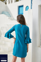 The Casablanca Lily Aqua-Bloom Dress