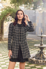 The Check Me Twice Tweed Peacoat Jacket