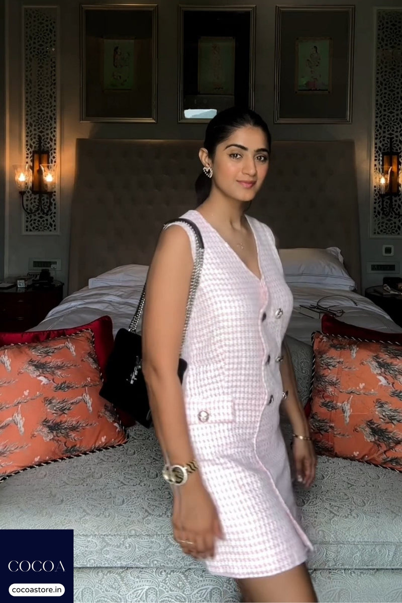 Kavita Arora in The Power Puff Girl Tweed Blazer Dress