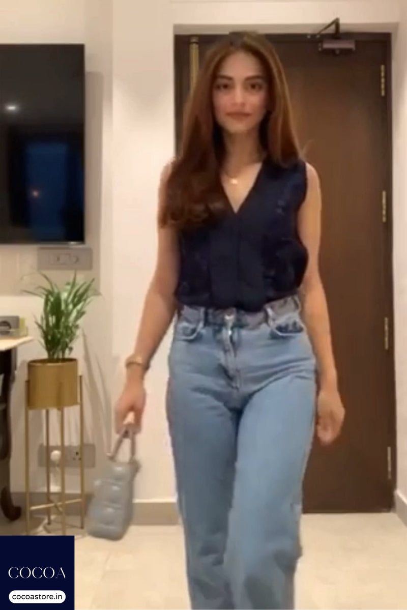 Mehak Bakshi in The Daffodil Whirl V-Neck Top