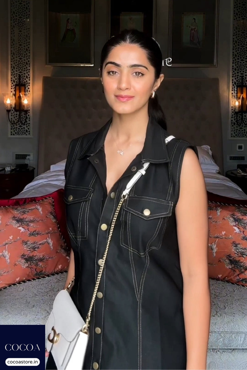 Kavita Arora in The Denim Me Down Shirt Dress