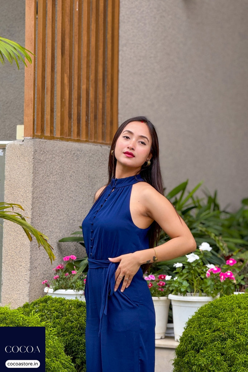 Jahnabi Rajkhowa in The Midnight & Mimosas Halter Jumpsuit