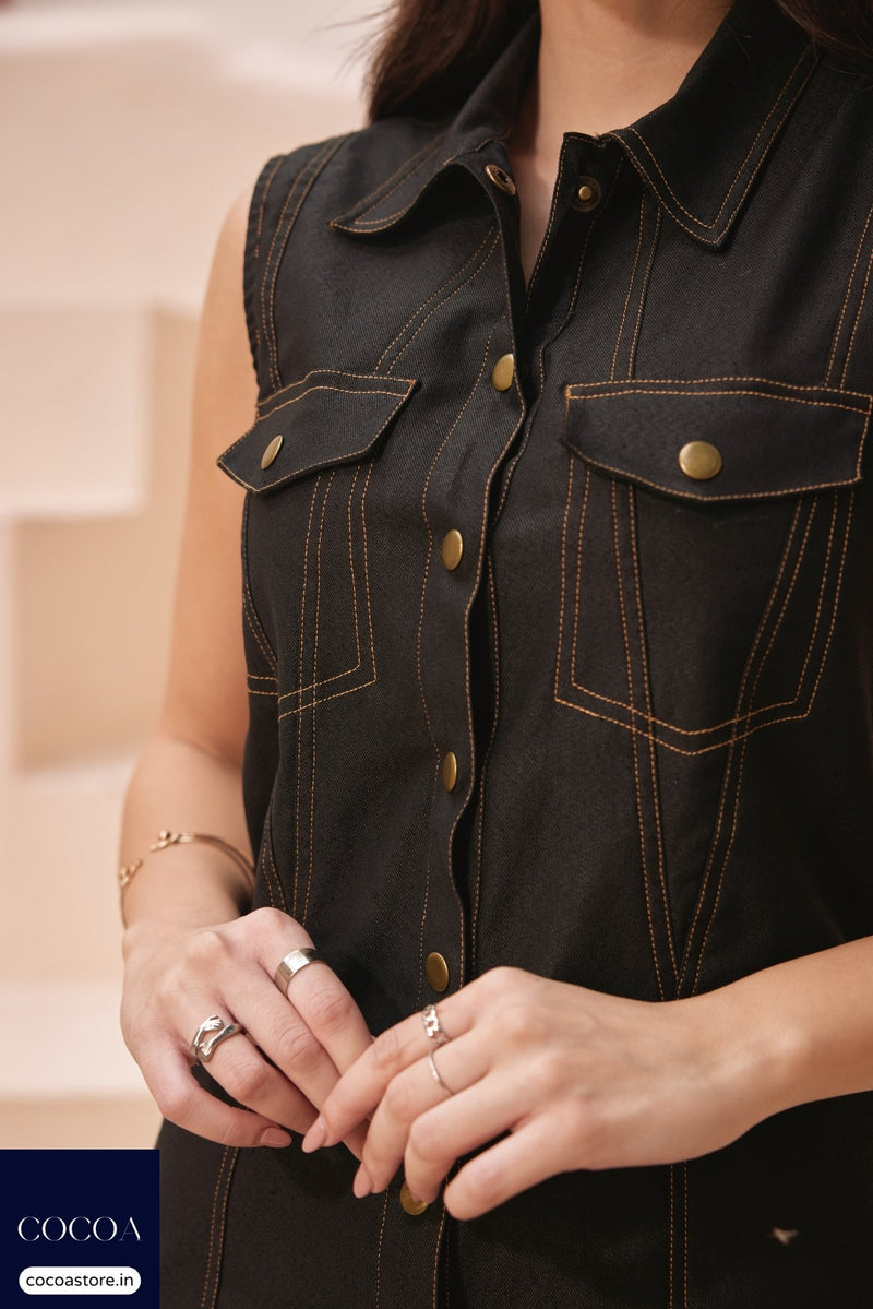 Kavita Arora in The Denim Me Down Shirt Dress