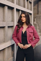 Berry Pink Button-Down Cocktail Jacket