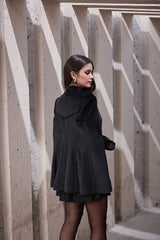 Rich Black Burnt Velvet Cape with Arm-Crevices