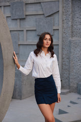 Navy Skirt with Front-Slit & Shorts inside