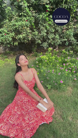 Divyanka Singh in The Paint Me Red Midaxi Empire Dress