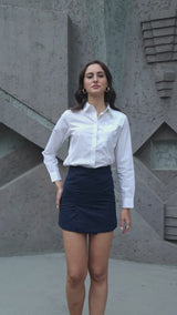 Navy Skirt with Front-Slit & Shorts inside