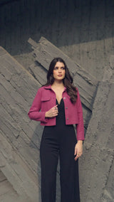 Berry Pink Button-Down Cocktail Jacket